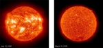2000年(左)和2009年(右)的太阳紫外线图像。(图片来源：NASA) - 中新网海南频道