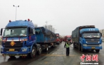 2月23日，海南海口，执勤人员在海口新海港指挥车辆进港。　尹海明 摄 - 中新网海南频道