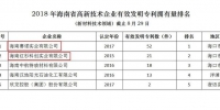 2018年海南省高企有效发明专利（新材料技术领域）排名：高新区企业位居榜首 - 海南新闻中心