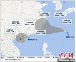 台风“查帕卡”和“烟花”7月20日05时预报路径图。　海南省气象服务中心 供图 - 中新网海南频道